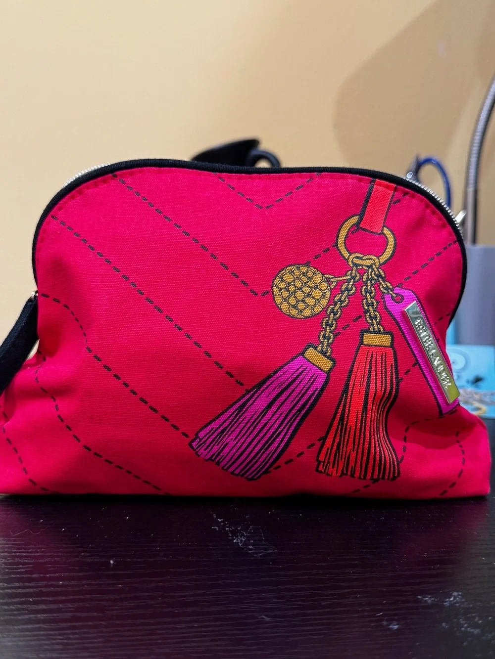 Estée Lauder Red Tassel Print make-up pouch/bag